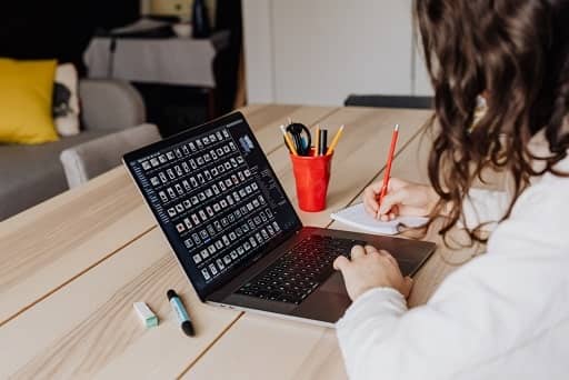 Woman in front of laptop