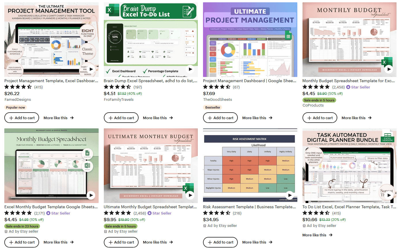 Digital Product to Sell on Etsy - Excel Templates