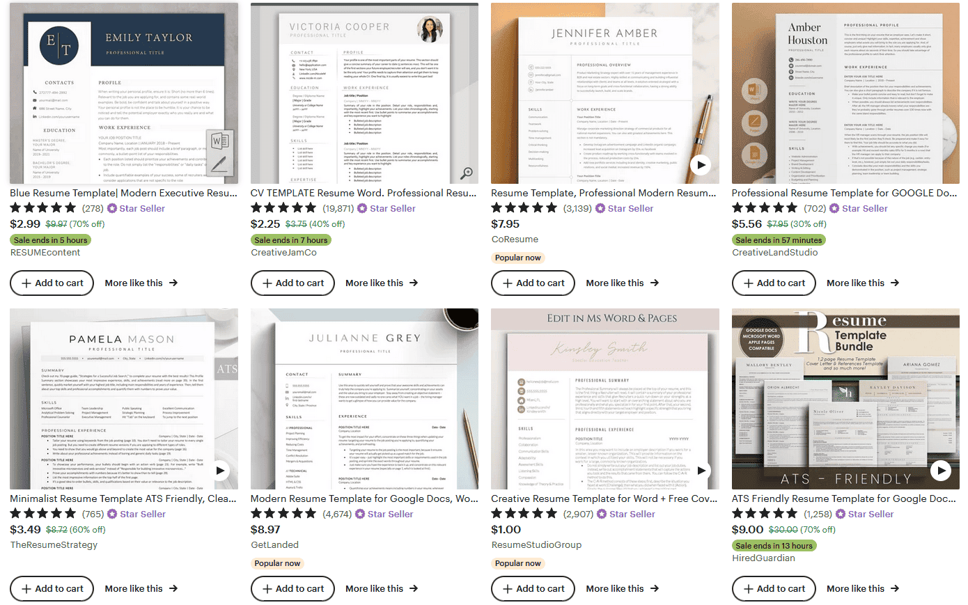 Digital Product to Sell on Etsy - Resume Templates